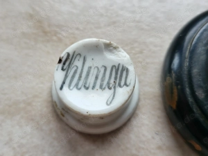 ANTIKER Klingelknopf aus Holz und Keramik Aufschrift: Klinga Bild 4