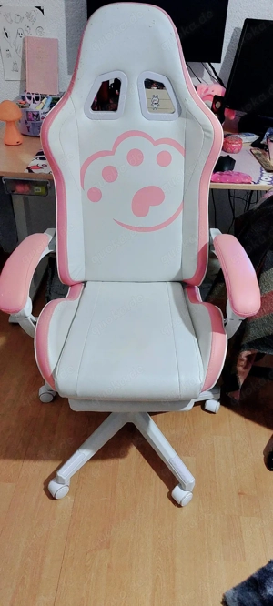 Gaming Stuhl Katzen Design weiß rosa höhenverstellbar