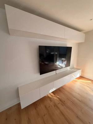 Moderne Wohnwand weiß Hochglanz 3m - neuwertig