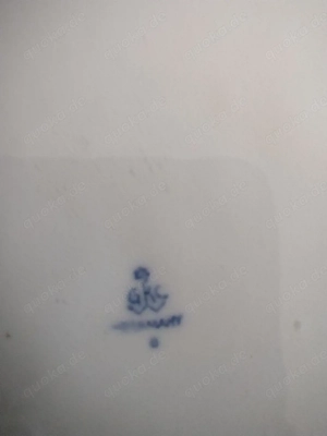 Kaffeekanne, Porzellan, weiß blau mit Deckel Bild 2