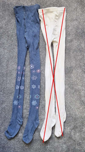 Strumpfhosen Gr. 134 140 blau mit Blumenmuster & weiß Gr. 146 152