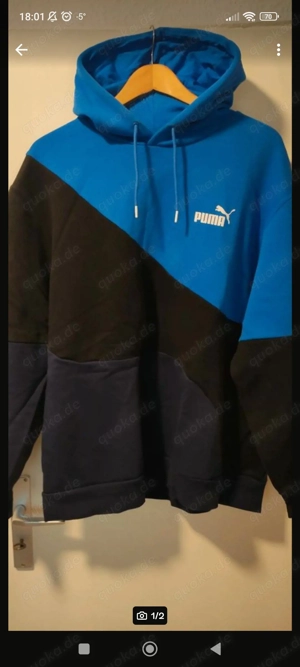 Puma Hoodie Pullover Blau Schwarz Gr. XL