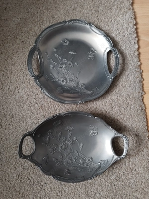 FRIELING ZINN Teller und Schale Blumenmuster