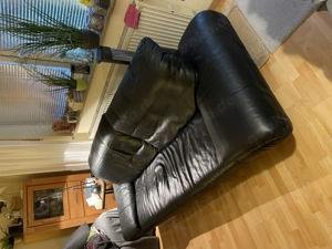 Schwarzes Ledersofa von Rolf Benz, 3 Sitzer, Modell 345