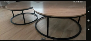 Couchtisch Set 2 Stück rund Holz schwarz Metall