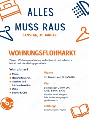 Wohnungsflohmarkt wegen Wohnungsauflösung