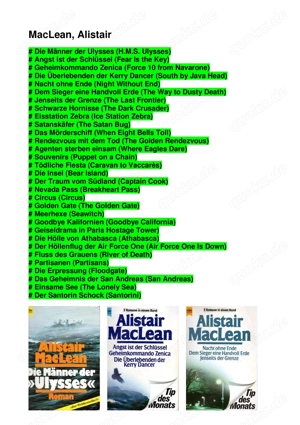 Sammlung 31 Bände (Konvolut) Alistair MacLean (u.a. Schwarze Hornisse; Satanskäfer)
