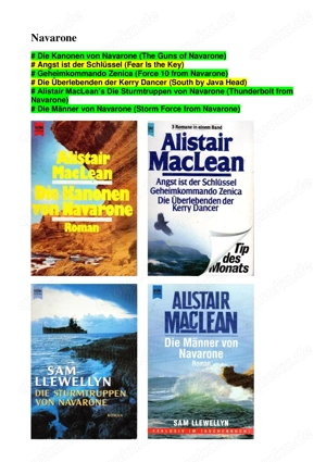 Sammlung 6 Bände Alistair MacLean Navarone u.a. Die Sturmtruppen von Navarone