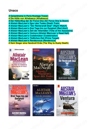 Sammlung 12 Bänd Alistair MacLean Unaco u.a. "Der Rembrandt-Deal"