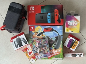 Nintendo switch 1 spiele mit ringfit adventure mit Mario kart 8 Deluxe