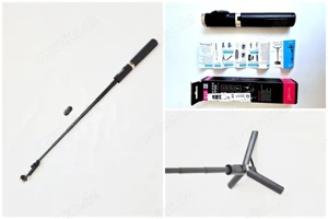 NEUER schwarzer Bluetooth Selfiestick mit stabilem Stand Fuß