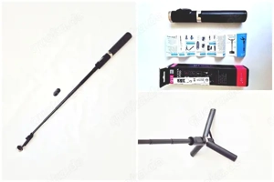 NEUER schwarzer Bluetooth Selfiestick mit stabilem Stand Fuß