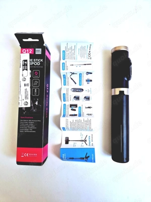 NEUER schwarzer Bluetooth Selfiestick mit stabilem Stand Fuß Bild 2