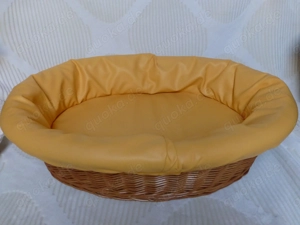 Kuschelkorb Schlafkorb Babykorb Hundekorb 100x70x20cm aus Weide geflochten Kunstlederbezug