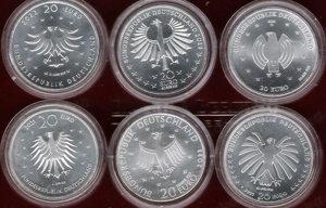 Silbermünzen 20-Euro, .925 Slber. 2021-2024 Diverse Sätze für Sammler und Anleger.  Bild 2