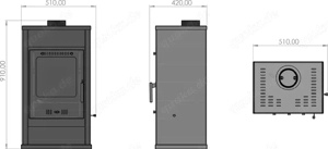 Kaminofen schwarz Sicherheitsfenster - Holzofen