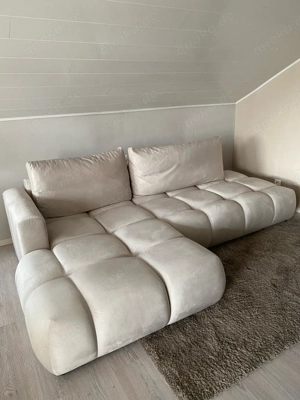 Ecksofa mit Schlaffunktion und Bettkasten Beige wie Neu