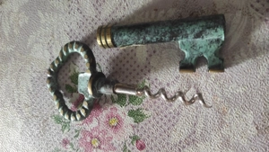 Vintage Wein Korkenzieher Flaschenöffner Schlüssel Messing 