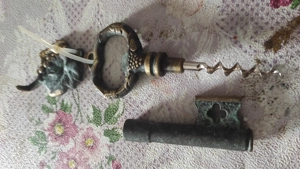 Vintage Wein Korkenzieher Flaschenöffner Schlüssel Messing 