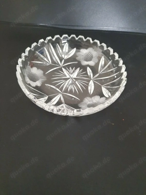 Glasschale, Schale, Dessertschale 15 cm Durchmesser verziert Glas
