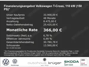 Volkswagen T-Cross 1.5 TSI DSG R-Line AHK Navi digitales Cockpit AHK- Bild 2