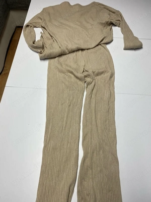 Kuscheliges 2-Teiler Set | Rippstrick Lounge-Set in Beige (Gr L