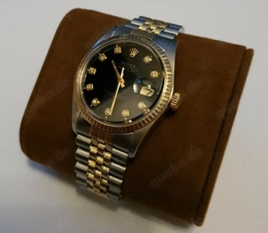 Rolex Datejust 1603 18K Gelbgold & Edelstahl Schwarzes Zifferblatt Diamanten Bild 2