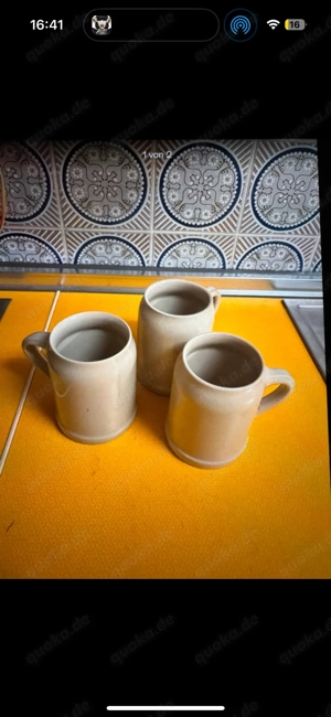 3 handgemachte Keramik Bierkrüge - traditionell Bild 2