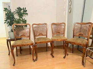 4 Esszimmerstühle mit Wiener Geflecht und Polstersitz
