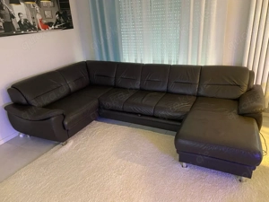 Leder Sofa Couch mit Schlaffunktion