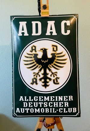  Antikes ADAC Emailschild   1940 50er Jahre