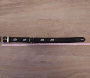 MORE FOR Lederhalsband schwarz, silberne Applikationen, ca. 45cm