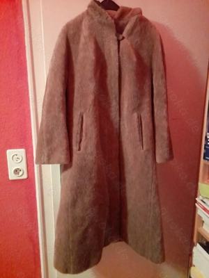 Damen Wintermantel, Lama, echtes Fell und Leder, Größe 42