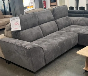 Modernes ecksofa aus cord in grau - elektrisch verstellbar