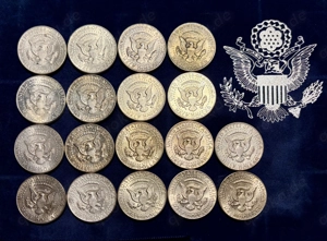 18 x Half Dollar Kennedy 1964 = insgesamt 6,54 Unzen Feinsilber Bild 2