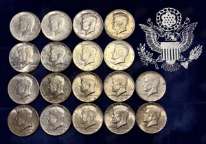 18 x Half Dollar Kennedy 1964 = insgesamt 6,54 Unzen Feinsilber