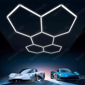 5x Hexagon LED Lampe Werkstatt Garage Leuchte Waben Beleuchtung