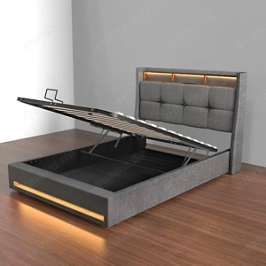 140x200cm Doppelbett Bett LED Polsterbett Stauraum Bettgestell