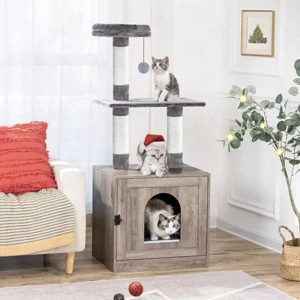 128cm Kratzbaum Kletterbaum + Katzenklo Spielbaum Katze