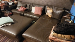 Hochwertige modulare Leder-Wohnlandschaft L-Form, sehr gepflegter Zustand.