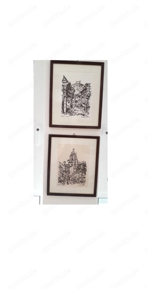 Hans Rolf Peter Radierung  Neustadt Marktplatz und Hambach Schloßgasse