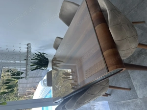 Esstisch aus Wallnussbaum mit 6 Stühlen