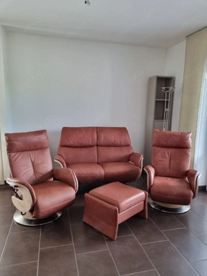 2 Himolla Relaxsessel elektrisch, 1 Sofa und 1 Hocker Leder Buffalo Marsala Bild 9