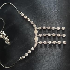 Kette Collier Strass Rhodiniert Glitzer Silber