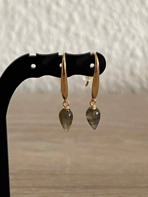 Ohrringe Tropfen Edelstein Sterling Silber 925 vergoldet - NEU & ungetragen