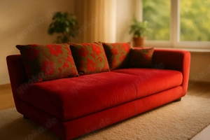 Ottomane, weinrot plus Hocker zu verschenken