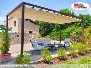 Pergola Schiebedach Pavillon 6x4 Terrassenüberdachung Überdachung Zelt Sonnenschutz Garten Patio Pvc