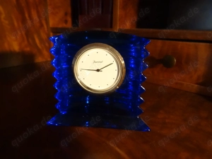 Baccarat Tischuhr Lalande Crystal Glass blau 