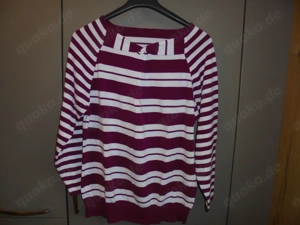 Damen Pullover lila- weiß gestreift Gr. 44 langarm  von Sieh an
