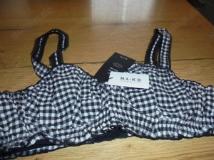 NEU: Damen Bügel BH schwarz weiß kariert Gr. 80 C v. NA-KD